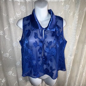 Vintage Inner Most Blue Satin Sleeper Shorts & Matching Top Size Medium 36-38 B