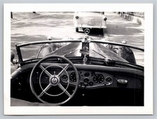 Vintage Mercedes Benz Roadster Dashboard Steering Wheel Photo Snapshot B&W 1950s