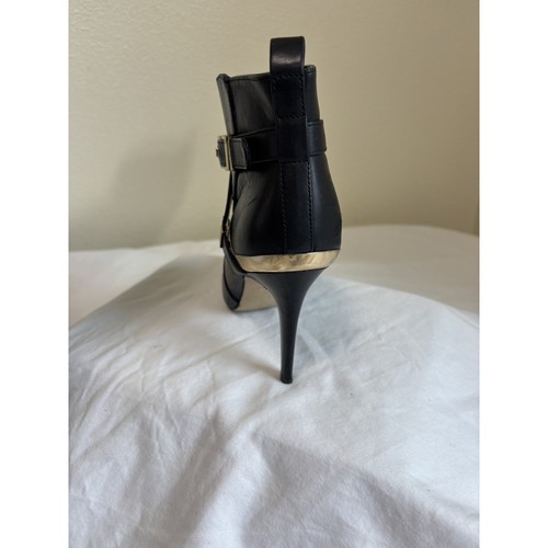 Marc Fisher Black Leather & Gold Aprille Ankle Booties Sz 5.5 Night Out Clubbing - Picture 9 of 16