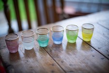 Vintage - Italian Mid Century Gold Stripe Shot Glasses - Set of 6 - Retro