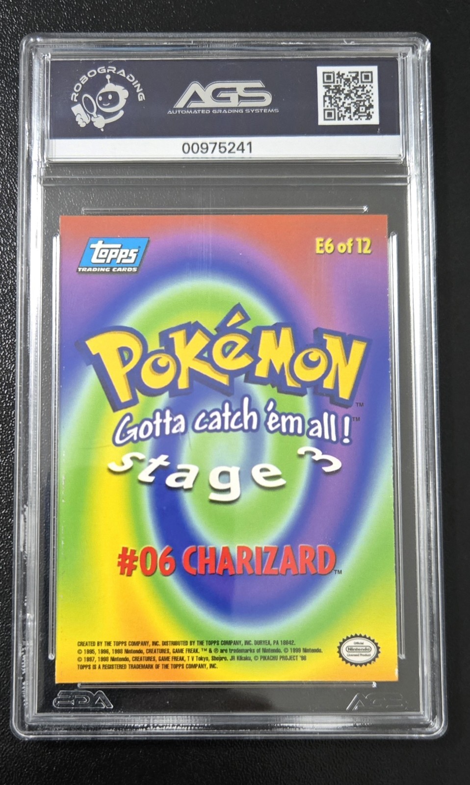 1999 Pokémon Topps Movie Edition Charizard #E6 AGS 9 MINT Blue Label view 2