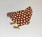Vintage B Cukla  handmade, hand painted tin RED HEN signed Christmas ornament