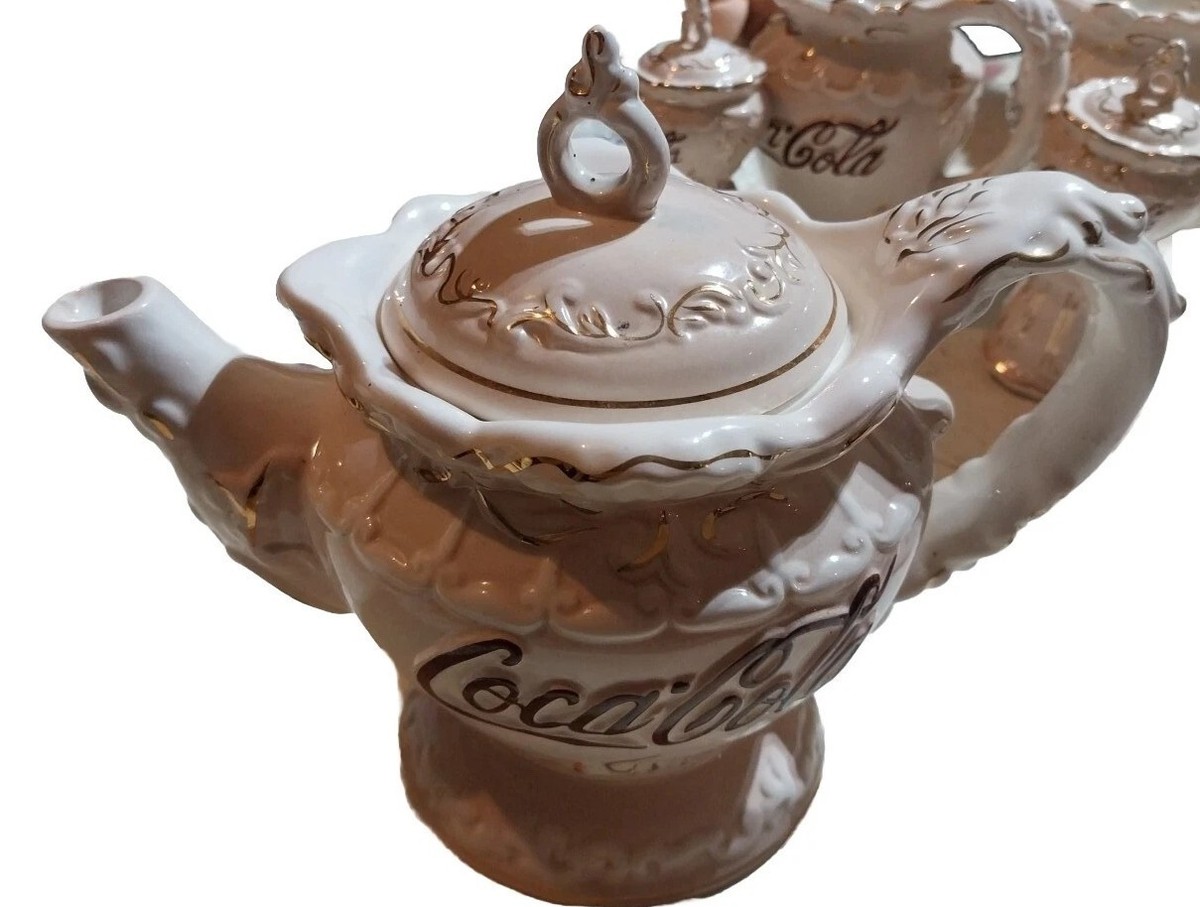 Coca-Cola 陶器製ポット 5セント 3個セット Coca Cola Vintage 1998 Victorian Teapot Service 6 Pieces | eBay