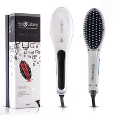 NEW Pro Cabello White Hair Straightening Brush with Tourmaline technology