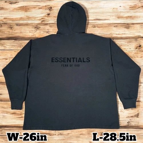 Felpa con cappuccio Fear Of God Essentials Spellout logo in feltro taglia media nera