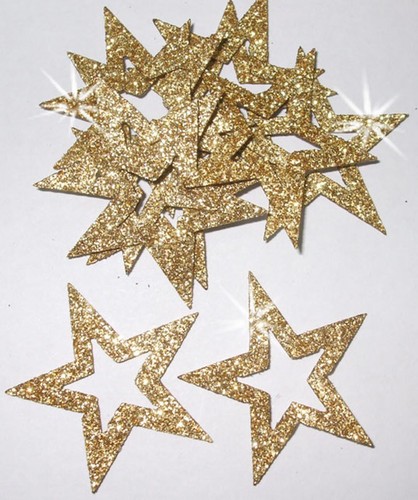 FABRIC GLITTER 35mm STAR OUTLINE IRON-ON HOTFIX DIY CRAFT TSHIRT TRANSFER PATCH - Picture 3 of 11