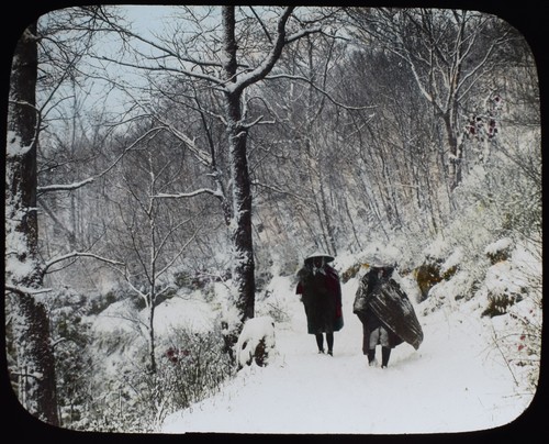 A WINTER SNOW SCENE NO2 C1920 Magic Lantern Slide PHOTOGRAPH JAPAN - Bild 1 von 3