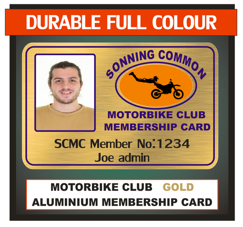 MOTORBIKE CLUB MEMBERSHIP CARDS ALUMINIUM CARDS FULL COLOUR PRINT ANY CLUB - Picture 4 of 8