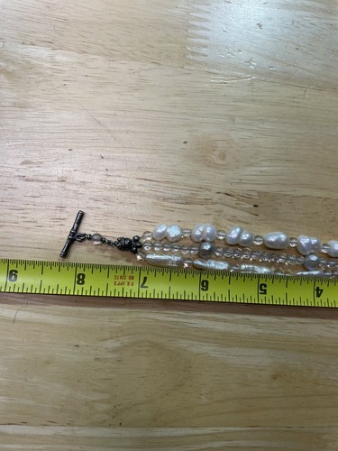VINTAGE MULTI-STRAND GENUINE PEARL BRACELET WITH Sterling Sliver Lock - 第 7/8 張圖片