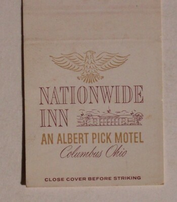 1960s Nationwide Inn Albert Pick Columbus OH Franklin Co Matchbook Ohio