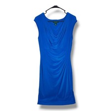 Lauren Ralph Lauren Womens Dress Cobalt Blue Cowl Neck Sleeveless Ruched Size 10