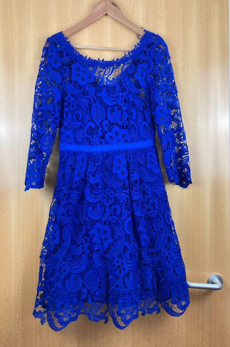 Monsoon stunning royal blue lace special occasion dress size 10