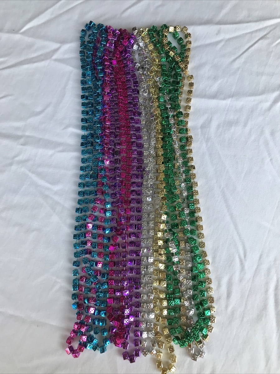 Mardi Gras Style Dice Bead Necklaces/1 Dozen Assorted
