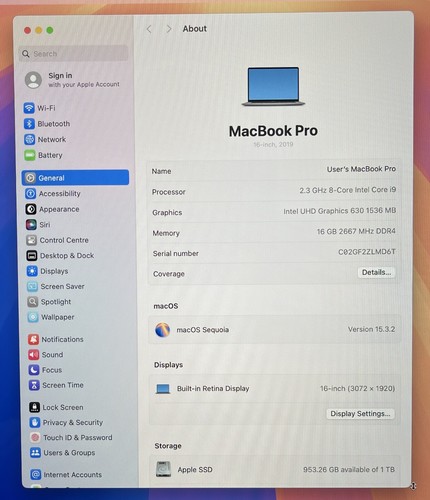 Apple MacBook Pro A2141 2019 16" Core i9-9880HK 2.3GHz 8-Core 1TB / 16GB - AT01 - Afbeelding 8 van 12