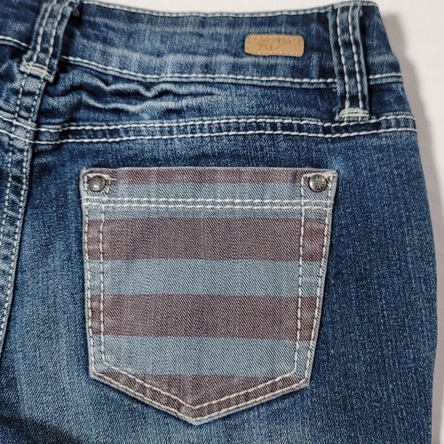 Red Camel Juniors Denim Jean Shorts Size 5 Low Rise Raw Hem Distressed Patriotic - Picture 2 of 12