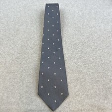 Christian Dior Tie All Silk Blue Check Embroidered Print Made In USA Woven Italy