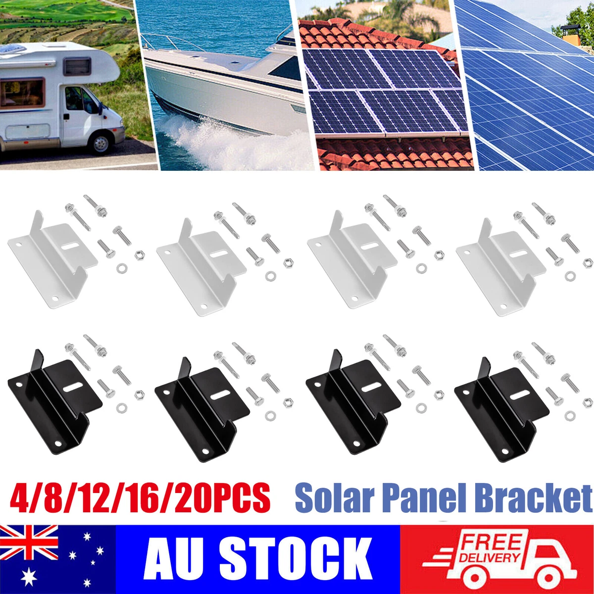 4-20x Solar Panel Mounting Z Bracket Set For Flat Roof Wall Mount Kit Aluminum