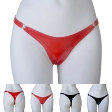 Womens PVC Thong Lingerie Wet Look Briefs Low Waist Bikini Panties Club Costumes