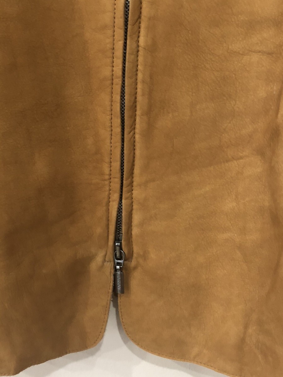 ARMANI COLLEZIONI Brown Suede Calf Leather Jacket Coat Sz 42