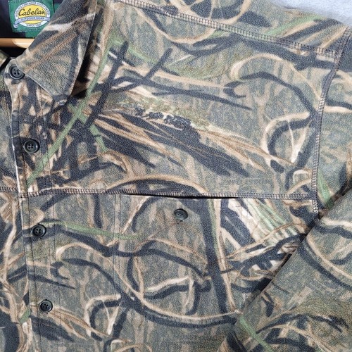 Cabelas Shirt Mens 3XL Button Up Flannel Fleece Mossy Oak Camouflage Polartec - Picture 7 of 10
