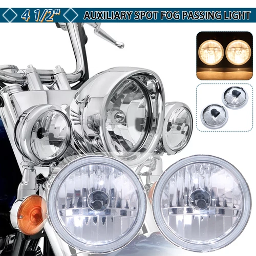 Motorcycle 4 1/2" Auxiliary Spot Fog Light Lamp For Harley Softail Sportster 883 - Picture 1 of 9