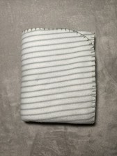 HB Hudson Baby Blanket Gray White Stripe Lines Fleece Stitched Trim Edge Lovey