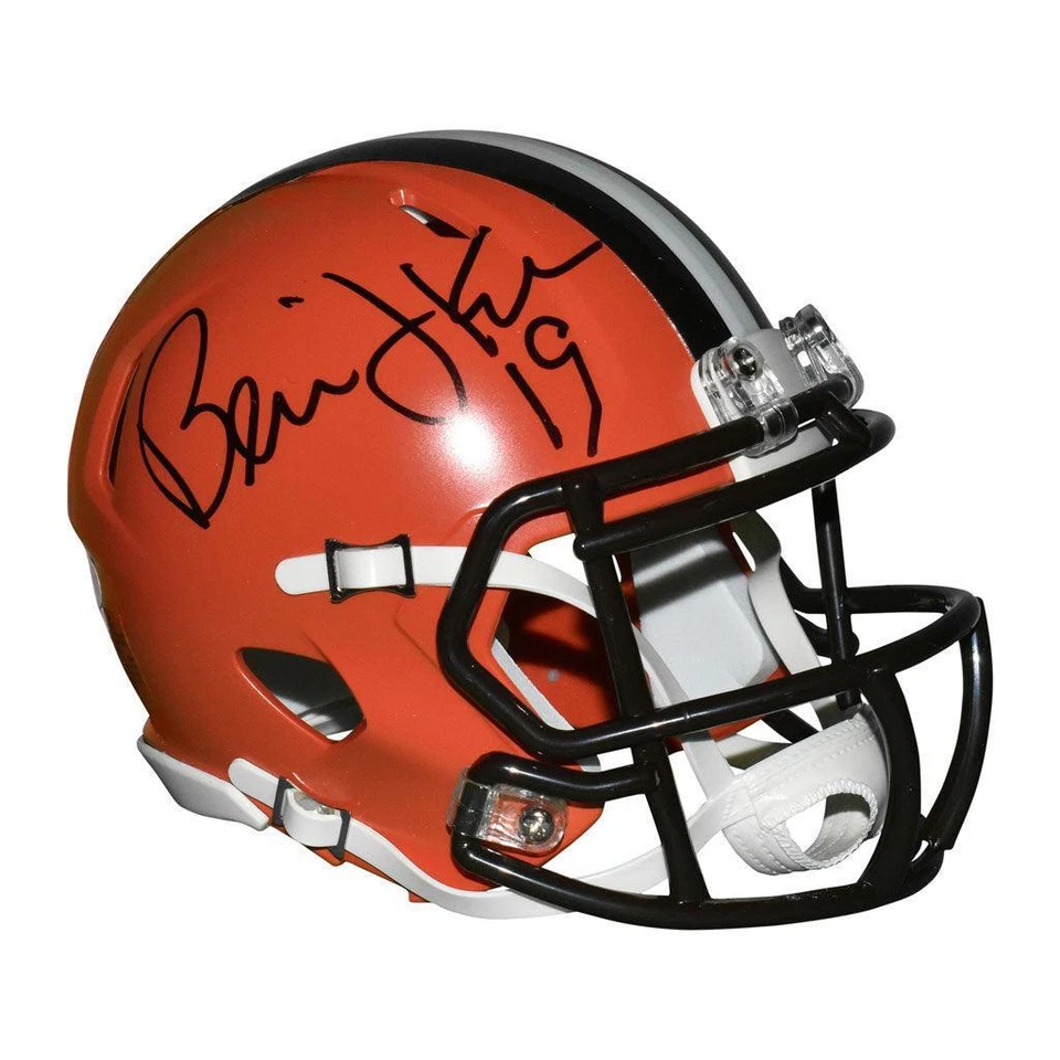 Mini réplica de casco de fútbol americano naranja firmado por Bernie Kosar Cleveland Browns Speed ( Foto 3 de 4