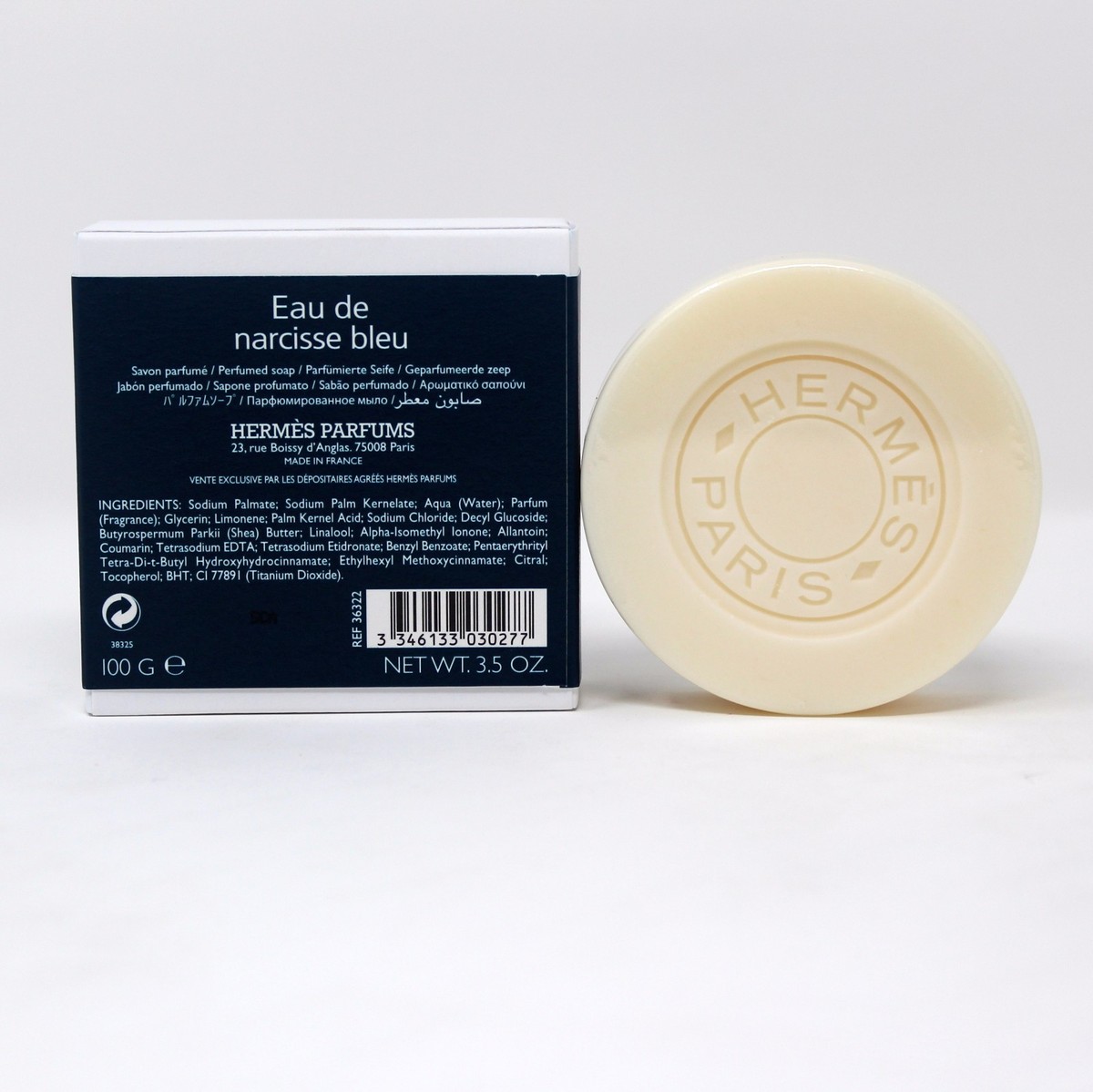 HERMES EAU DE NARCISSE BLEU PERFUMED SOAP 100 G/3.5 OZ. NIB-36322