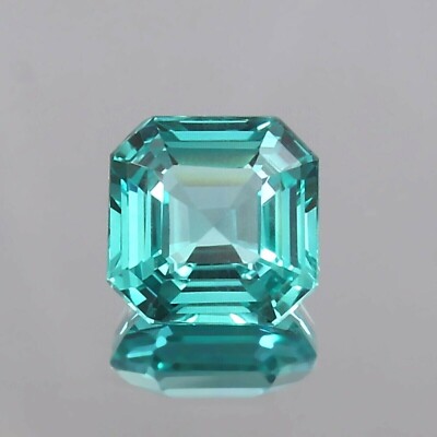 Natural 9x9 MM GIE Certified Ceylon Blue-Green Sapphire Asscher Loose Gemstone