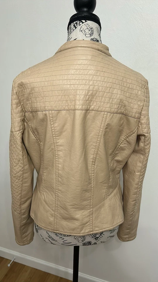 Chaqueta de Moto Jou Jou Beige Cruelty Free Y2K Streetwear Talla XL Foto 3 de 4