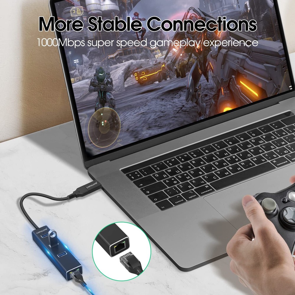 USB Hub 3.0 with Ethernet Multi USB Port USB Hub Splitter for Laptop Multiple...
