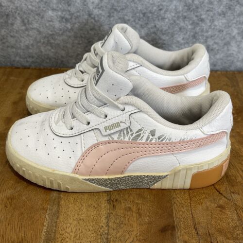 PUMA Girls white faux leather blush pink logo chunky sneakers US9C/UK 8/Euro 25 - Picture 1 of 9