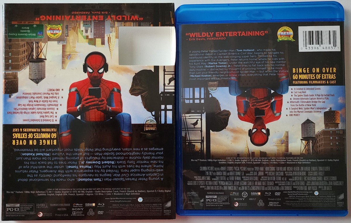 MARVEL SPIDER MAN: HOMECOMING BLU RAY + DVD 2 DISCS & RARE