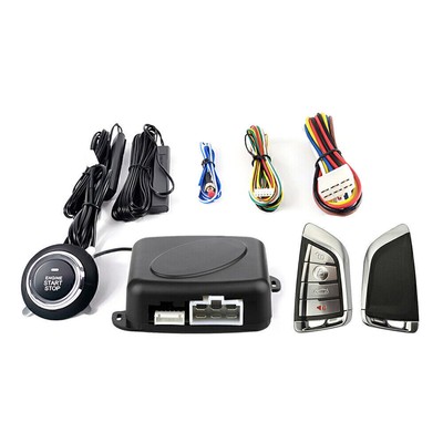 Car Keyless Entry Engine Start Alarm System Push Button APP Remote Starter Stop.