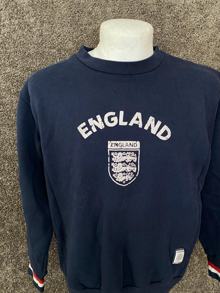 Vintage England National Team Umbro Soccer Training Sweatshirt Used Size M Blue - Image 4 of 4