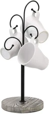 MyGift 4 Arm Curved Metal/Wood Coffee Mug Tree