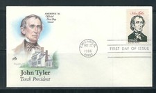 US Scott # 2217a John Tyler FDC . Artcraft cachet