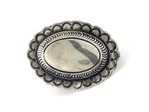 Vintage Indianer Zia signiert Sterlingsilber oval geformte Gürtelschnalle 1,6 Zoll