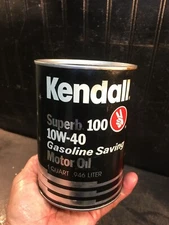 Kendall Motor oil cardboard Container 10w 40  Vintage Gas Garage Oil Full
