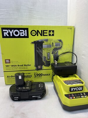Ryobi One+ 18V AirStrike 18 Gauge Brad Nailer W/ 1.5Ah Battery & Charger P321K1N