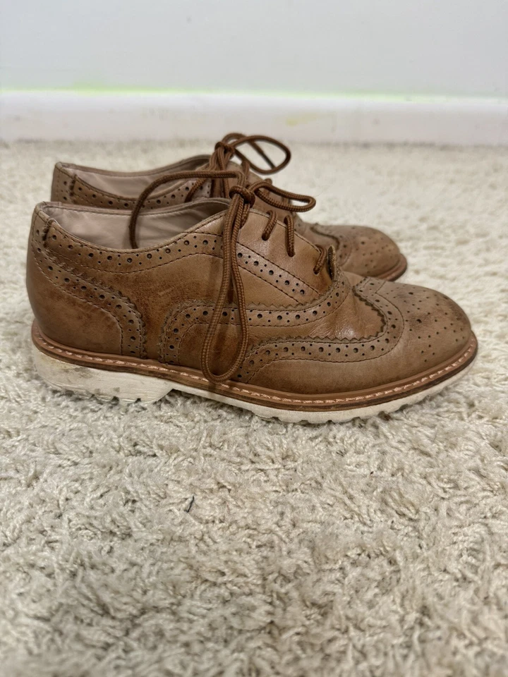 Kenneth Cole Techni Cole мальчиков шнурует вверх желтовато-коричневый Оксфорд Wingtip туфли размер 1 - Изображение 2 из 4