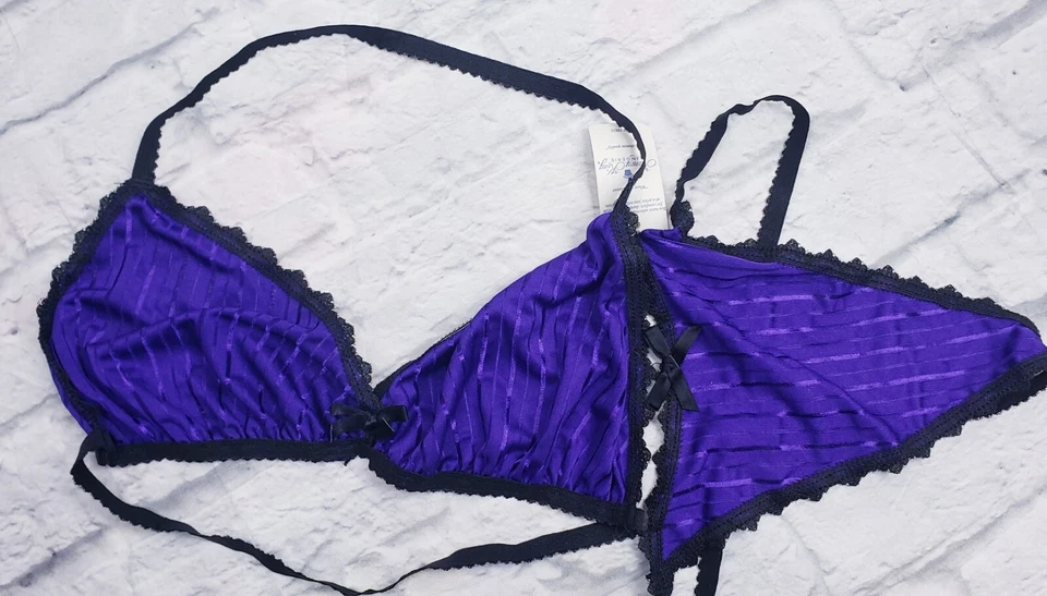 Nancy King Mujer De Colección Lencería Sujetador y Tanga Panty Conjunto De Colección Retro Púrpura Mediano Foto 4 de 4
