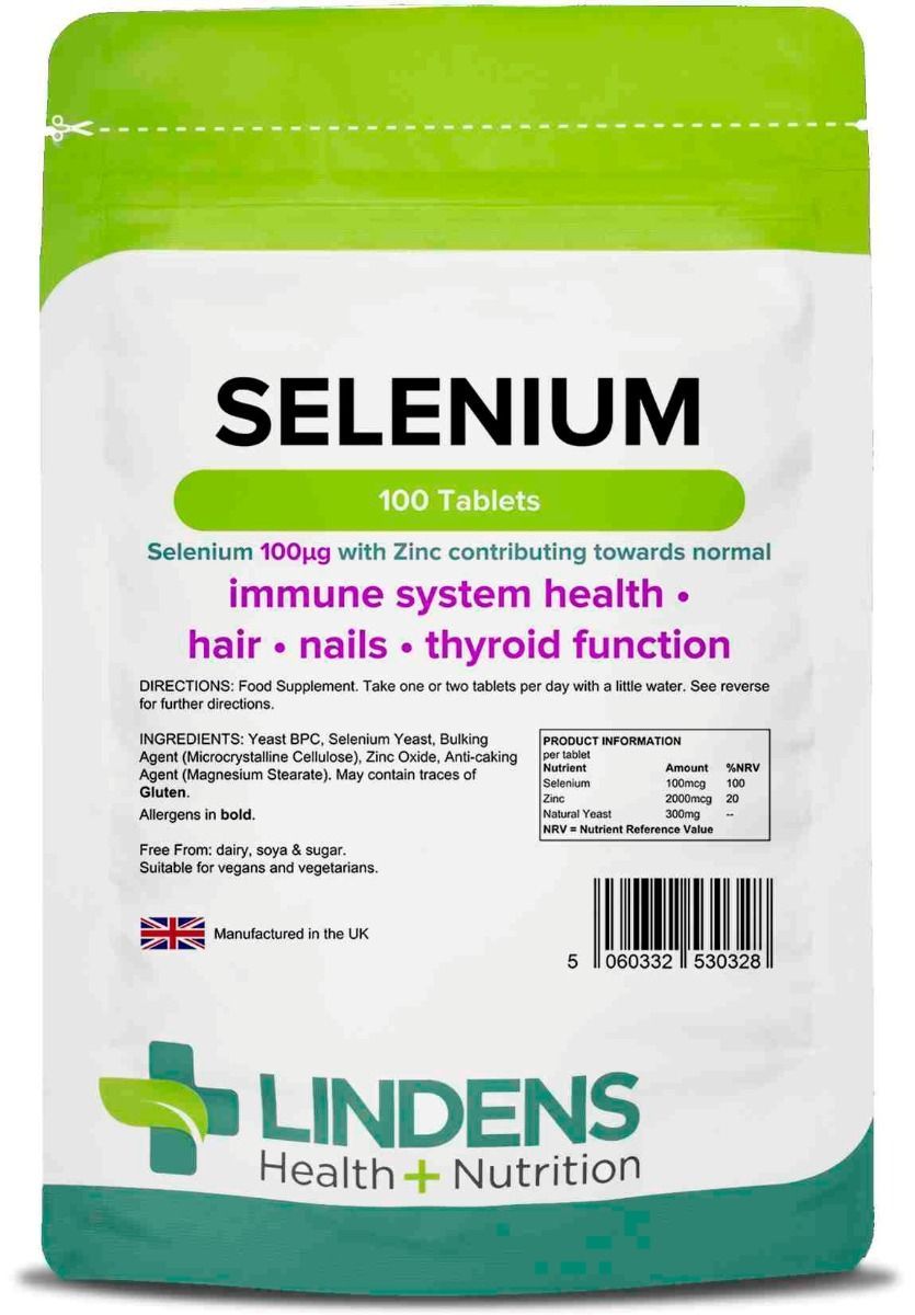 SELENIUM 100mcg with Zinc Tablets (100) Immune System, THYROID Lindens