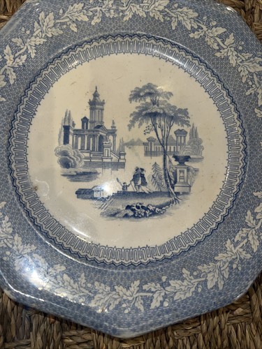 Blue White Transferware Plate England Staffordshire Ironstone Vintage Mark - Picture 5 of 17