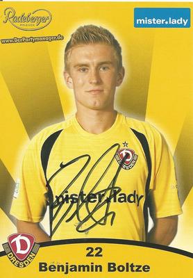 Benjamin Boltze-Dynamo Dresden-2007/2008 season-autograph card 
