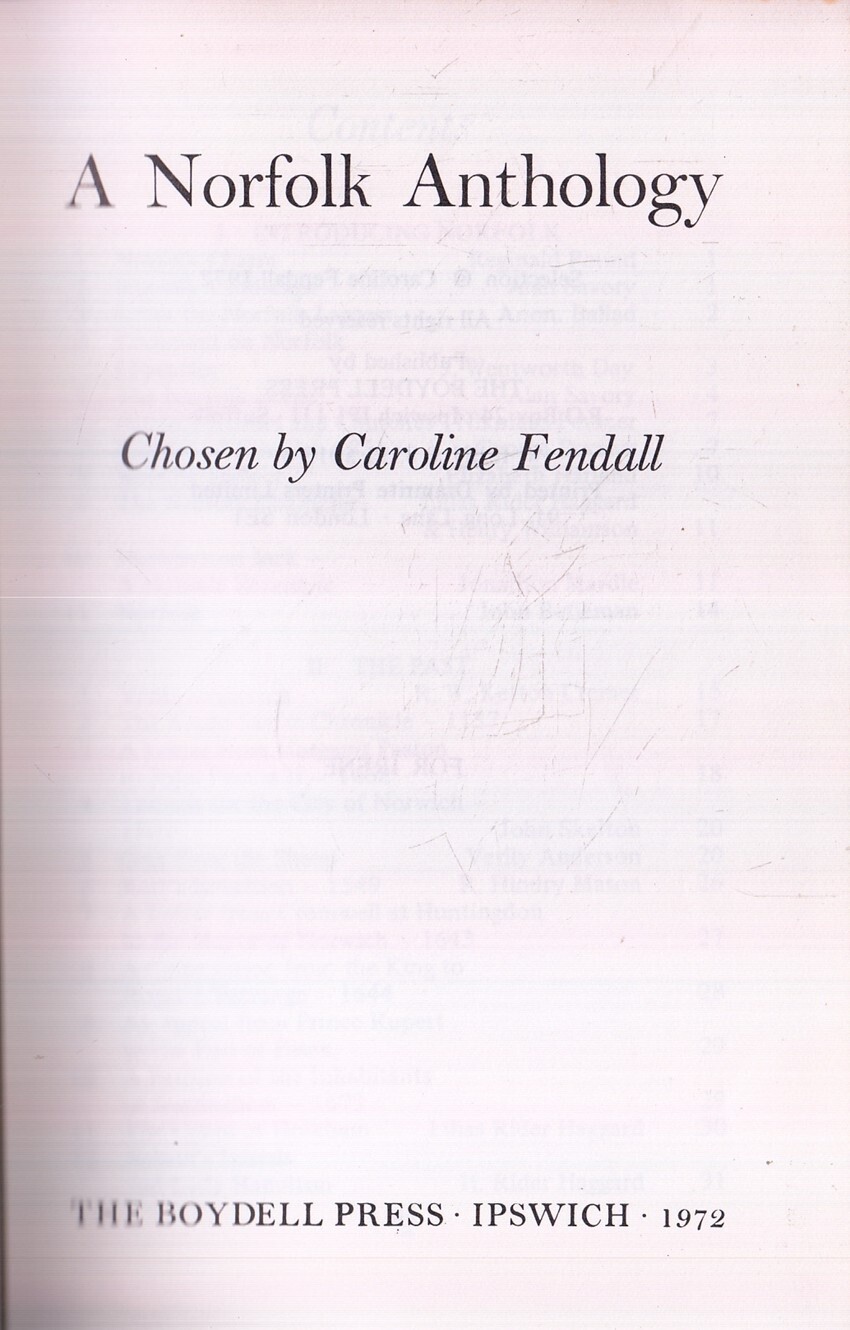 Norfolk Anthology - Caroline Fendall - Boydell Press - Acceptable - Hardcover