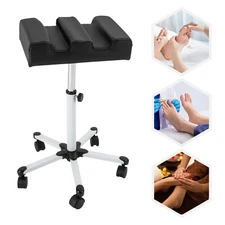 Black Adjustable Pedicure Stool with Wheels for Comfort and Convenience