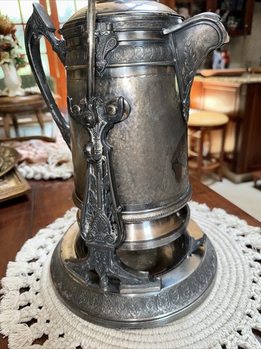 Old Reed Barton Victorian Tipping Water Urn Silver 1860’s Engraved & Stand 4 F6 - Picture 6 of 17