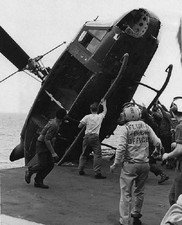 Helicopter pushed over Operation Frequent Wind 8"x 10" Vietnam War Photo 211