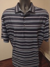 Men's Hickey Freeman Polo Shirt Short Sleeve Large L Blue Striped Golf